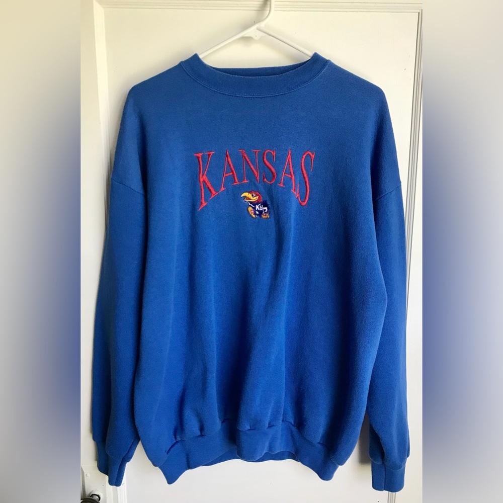 Vintage 90’s Era KANSAS JAYHAWKS Team Crew Sweatshirt Mens Size XL